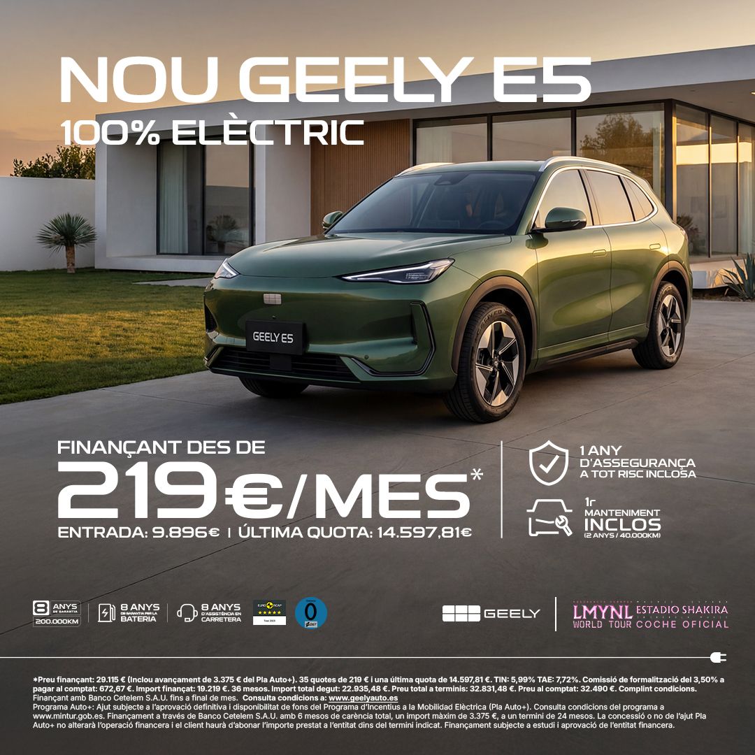 Geely E5 des de 219 €/mes a Oliva Motor