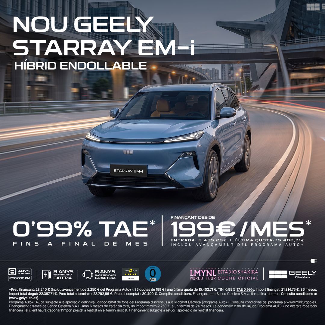 Geely Starray EM-i des de 199 €/mes i 0,99% TAE*